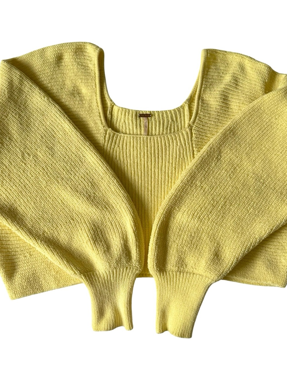 Free People Women’s Square Neck Puff Sleeve Sweater
